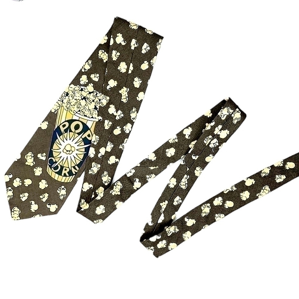 Joe Boxer Popcorn Theme Made in the USA Cotton Traditional Long Neck Tie